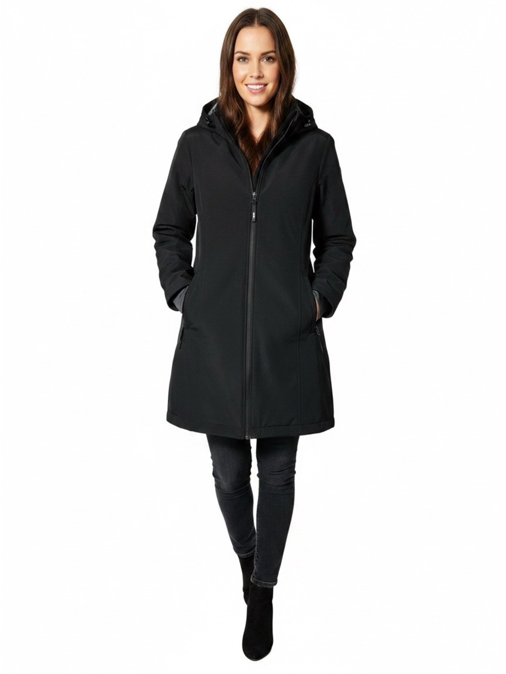 Bench Women's Black Hooded M Trench Coat staple cottage spring autumn mid length